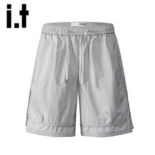 设计抽绳休闲短裤 款 男士 新款 潮牌宽松机能风五分裤 izzue夏季