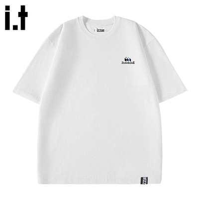itizzue短袖美式高街重磅T恤男设计感通勤风纯棉半袖夏季上衣潮4P