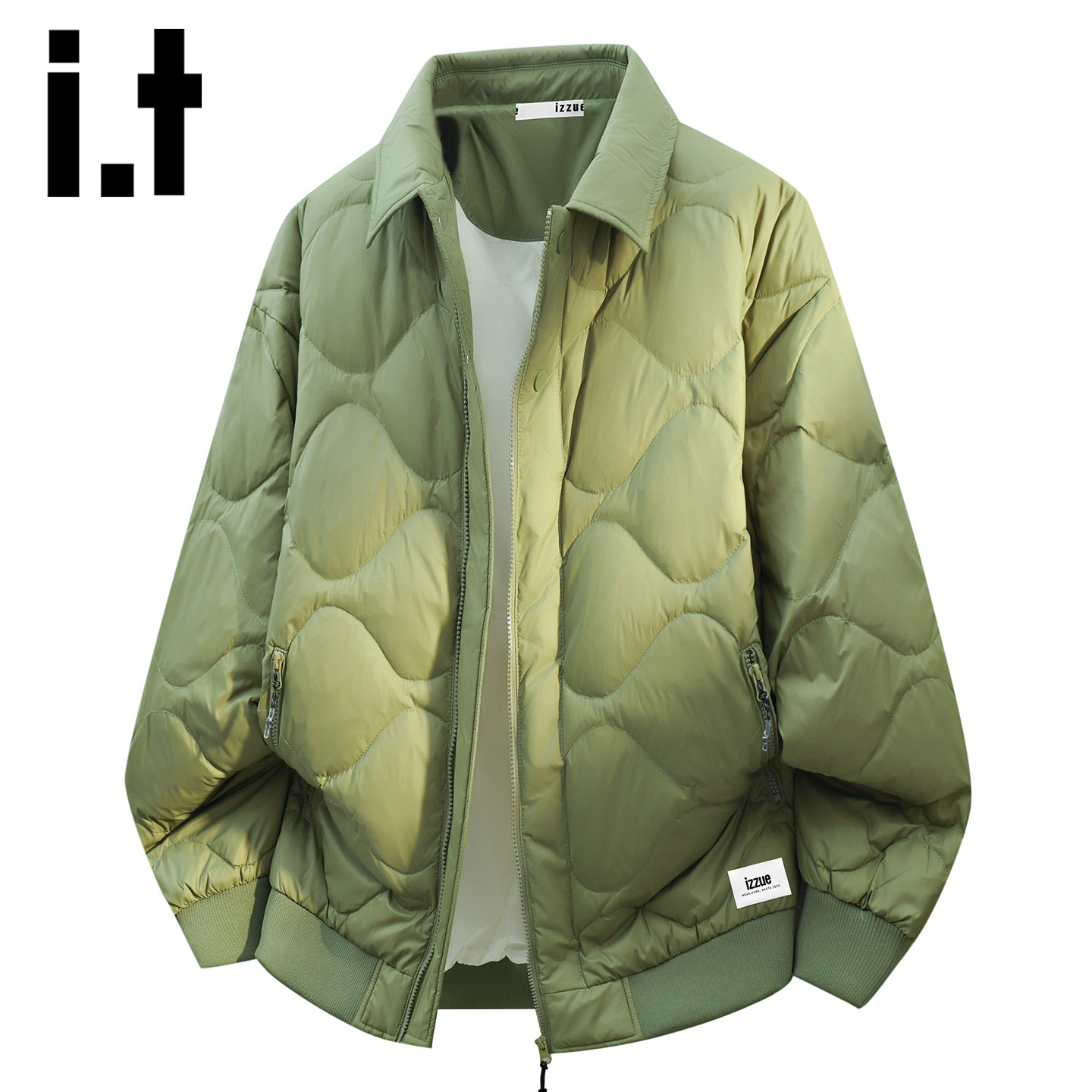 itizzue休闲风翻领轻薄羽绒服男