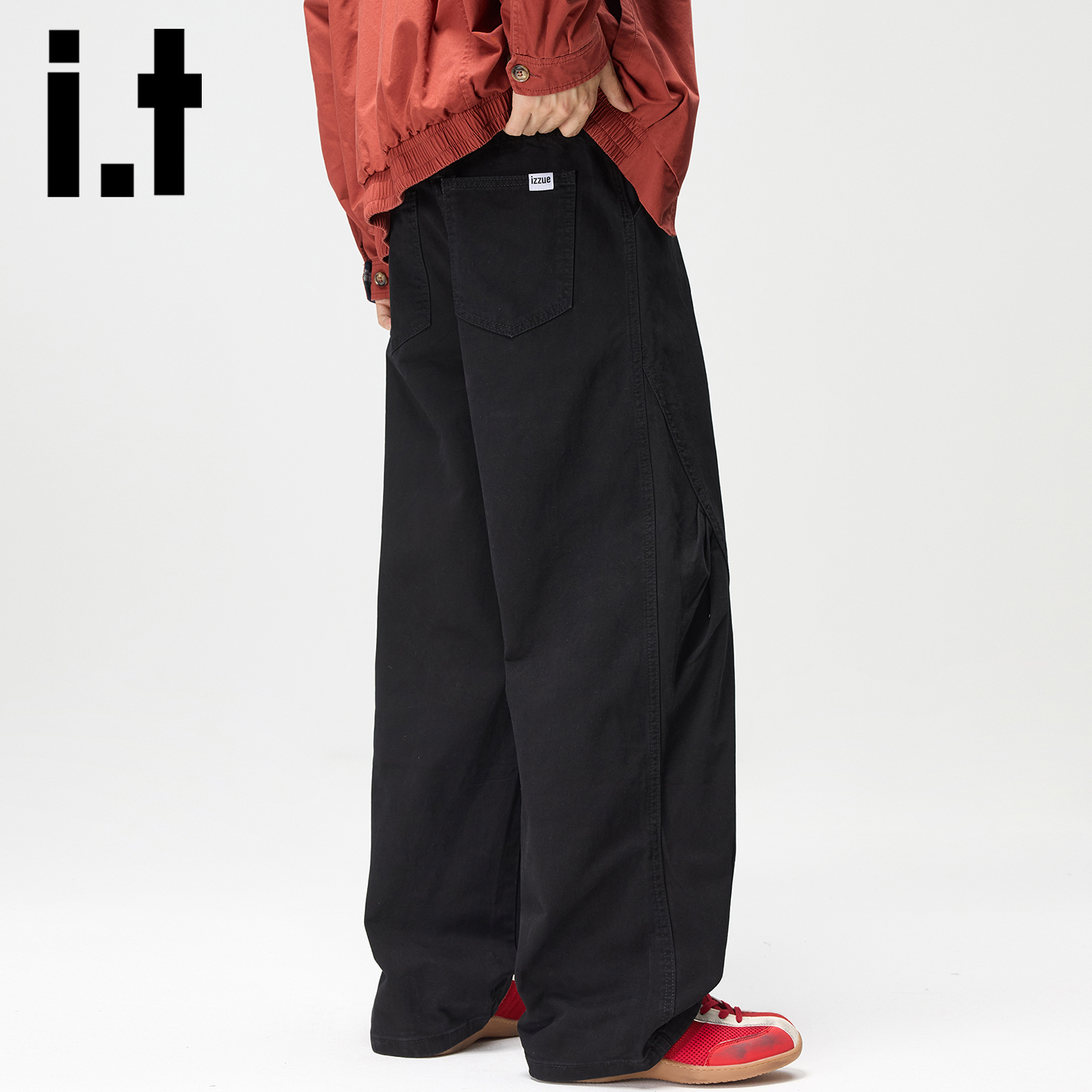 itizzue美式褶皱伞兵工装裤男