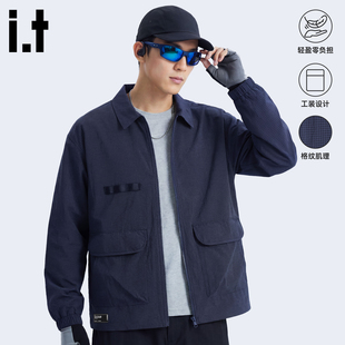 翻领夹克外套男2026年春季 工装 格纹设计感上衣3P izzue潮牌新款