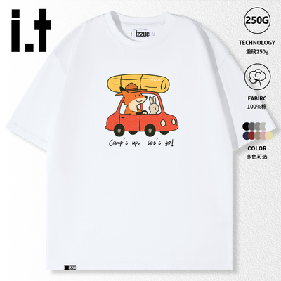 it白色短袖T恤男女透气纯棉上衣