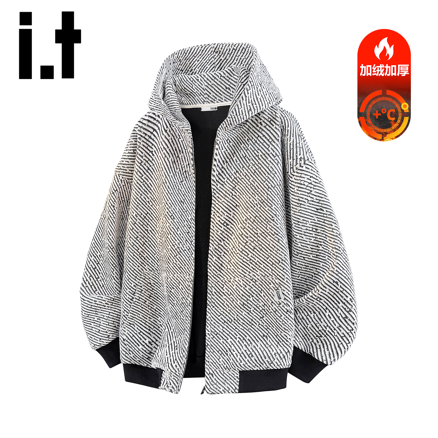 itizzue潮牌条纹连帽卫衣男冬季