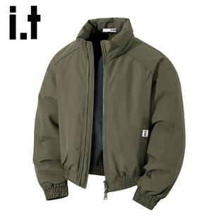 izzue潮牌立领保暖夹克棉服男士 加厚短款 款 工装 纯色棉袄Y 冬季