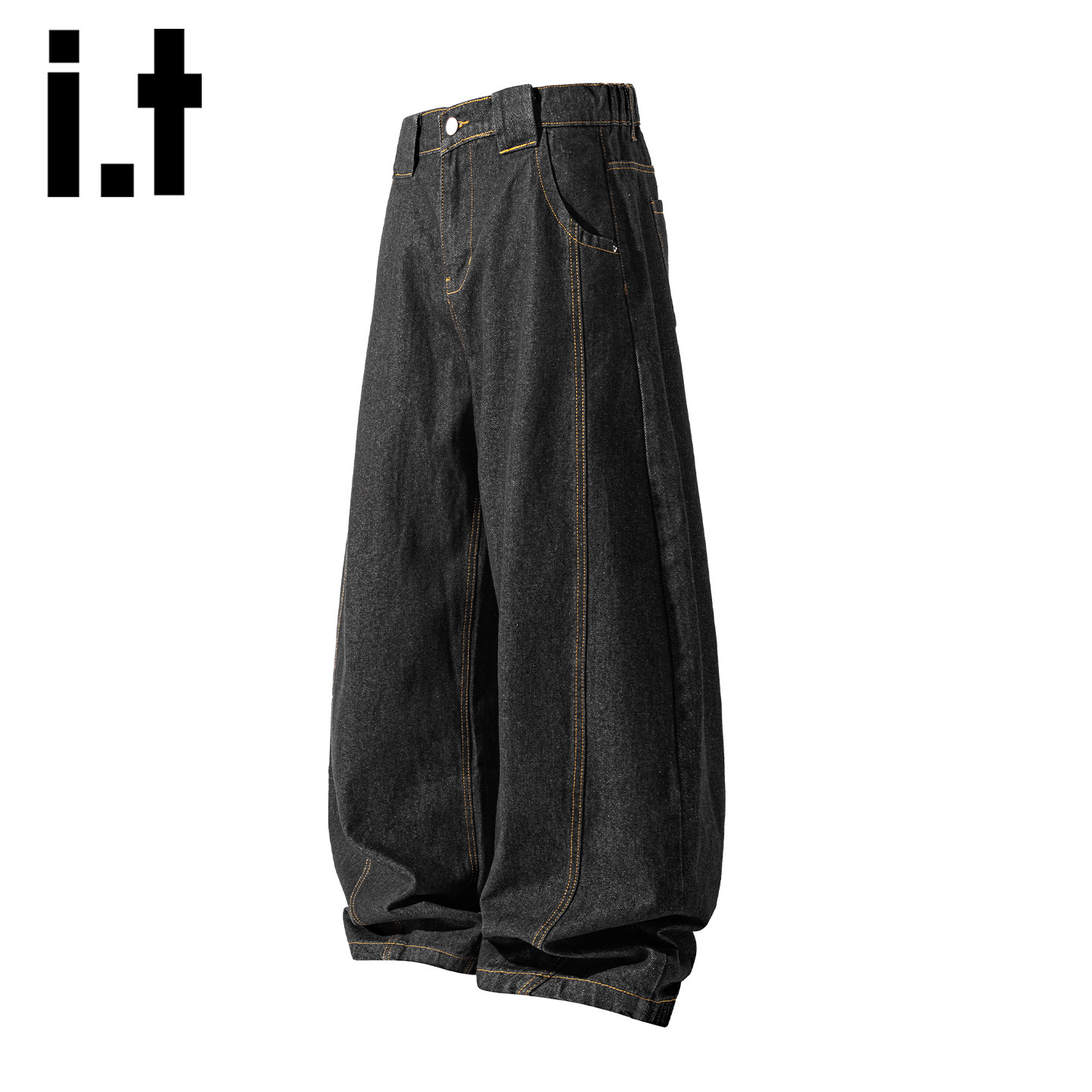 it izzue美式复古廓形牛仔裤男秋季水洗宽松百搭痞帅直筒阔腿裤Y,男装,牛仔裤,淘宝优惠券,粉丝福利购,淘宝优惠卷