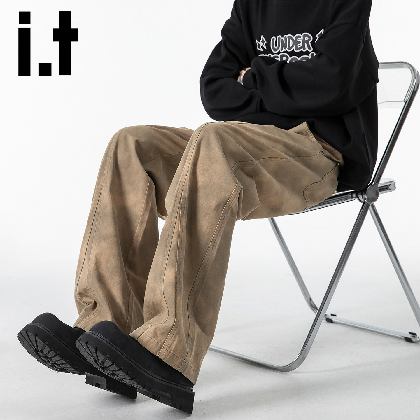 it izzue潮牌纯棉扎染做旧直筒裤子男士春秋美式重磅复古休闲裤Y,男装,休闲裤,淘宝优惠券,粉丝福利购,淘宝优惠卷