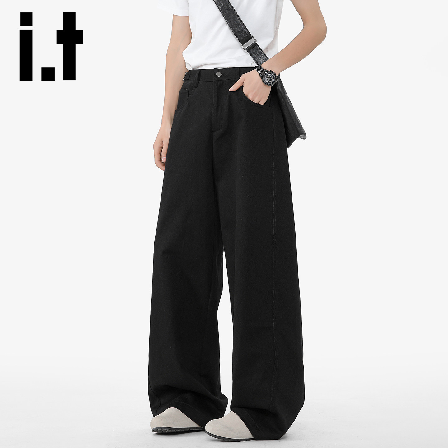 it izzue春秋高级垂感弯刀裤男女潮牌美式复古宽松百搭阔腿裤子Y,男装,休闲裤,淘宝优惠券,粉丝福利购,淘宝优惠卷
