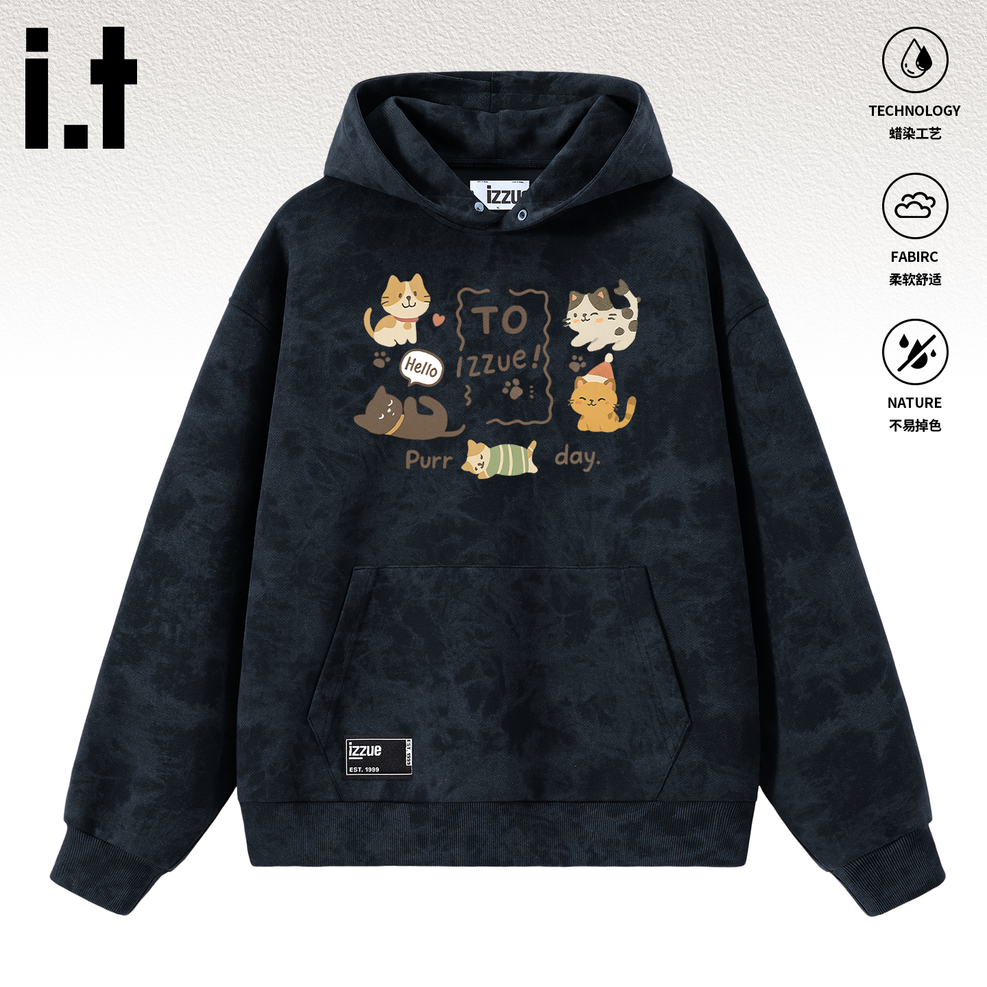 it izzue连帽卫衣男款女秋季宽松高级感帽衫新款情侣装上衣外套4P