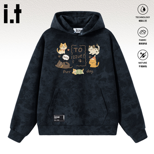 izzue连帽卫衣男款 情侣装 女秋季 新款 上衣外套4P 宽松高级感帽衫