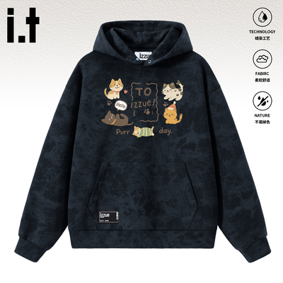it izzue连帽卫衣男款女秋季宽松高级感帽衫新款情侣装上衣外套4P