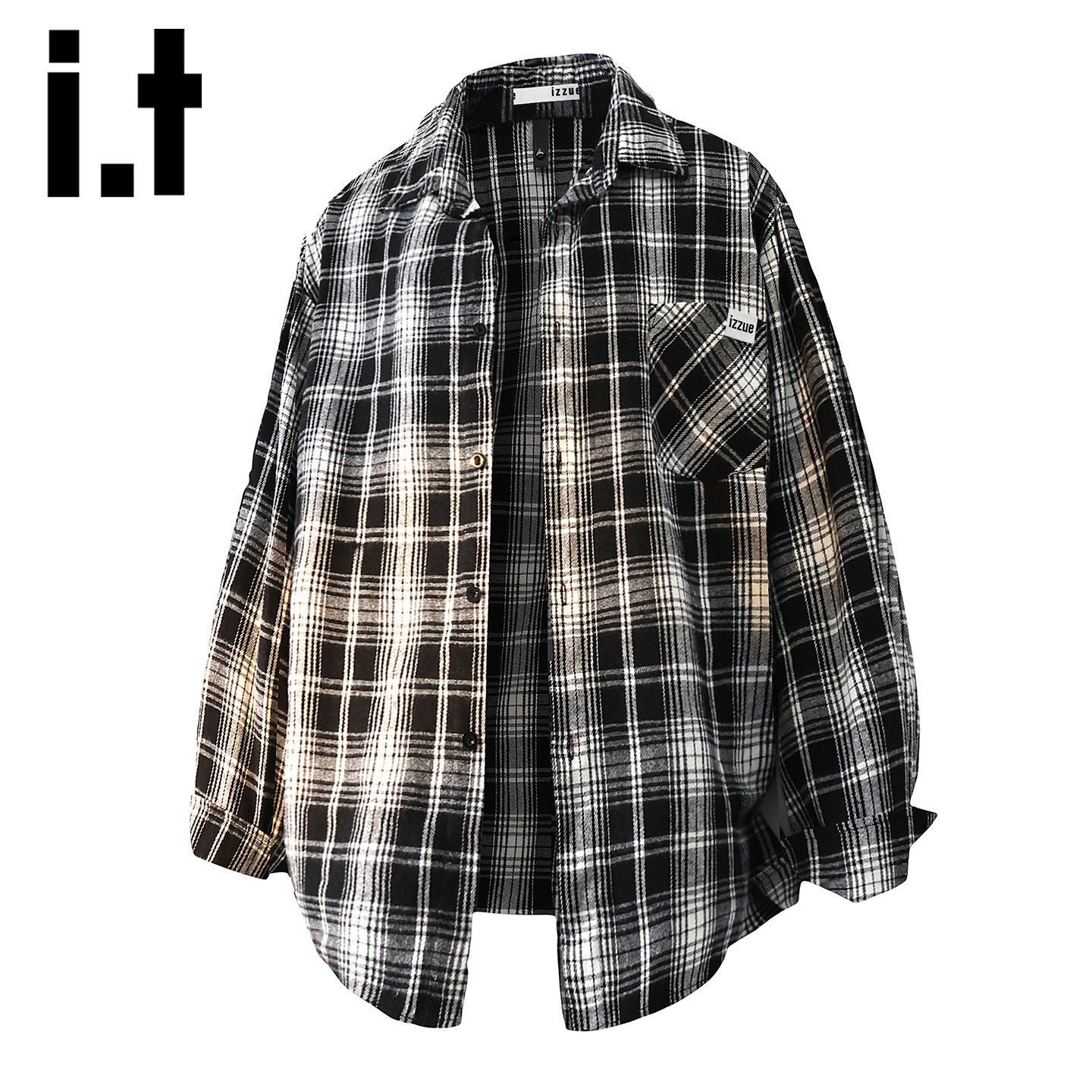 itizzue潮牌格子衬衫男2025秋季