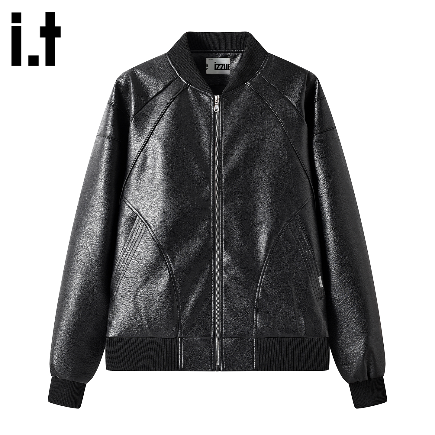 it izzue新款男女同皮衣夹克2025秋美式棒球领潮牌个性外套1P