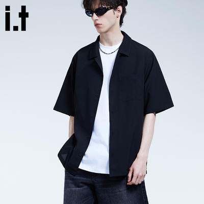 it izzue新款衬衫男装2025夏官方天丝凉感衬衣轻薄翻领开衫短袖1P