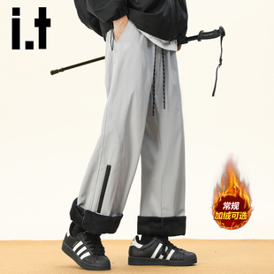 izzue冬季 裤 冲锋裤 潮牌机能工装 男加绒加厚防水徒步登山美式