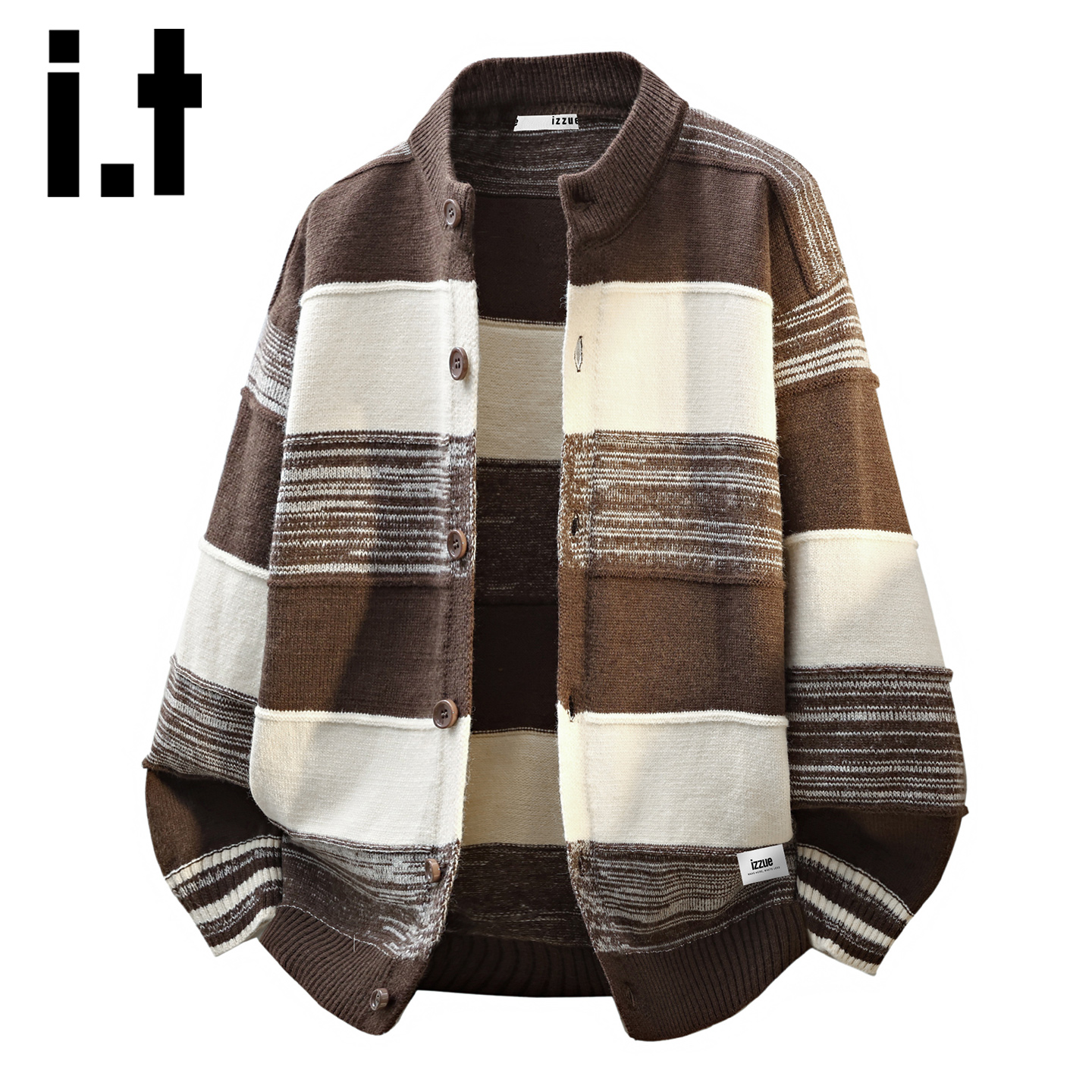 itizzue官方美式复古开衫毛衣男