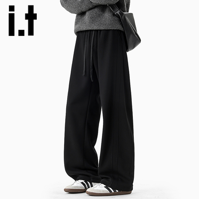itizzue老钱风弯刀阔腿卫裤男