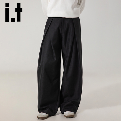itizzue复古风打褶设计阔腿西裤