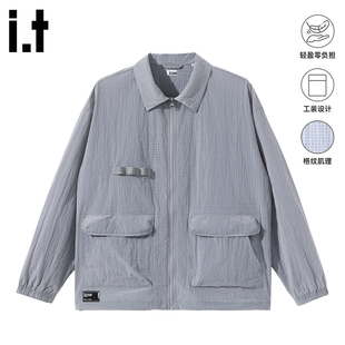 格子设计感上衣3P 痞帅夹克外套男2026年春季 izzue原创翻领工装