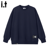 休闲圆领卫衣男士 izzue美式 春秋宽松简约小毛圈套头上衣潮3P