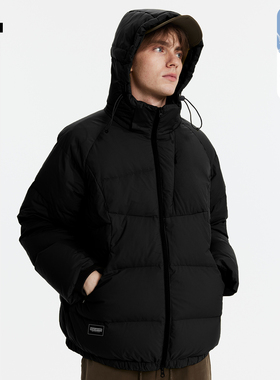 it izzue羽绒服男冬季加厚外套2025新款撞色面包服短款连帽棉服4P