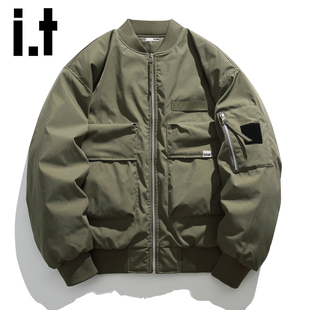 休闲舒适工装 潮牌棒球领棉服外套男2025秋冬季 夹克棉衣Y izzue