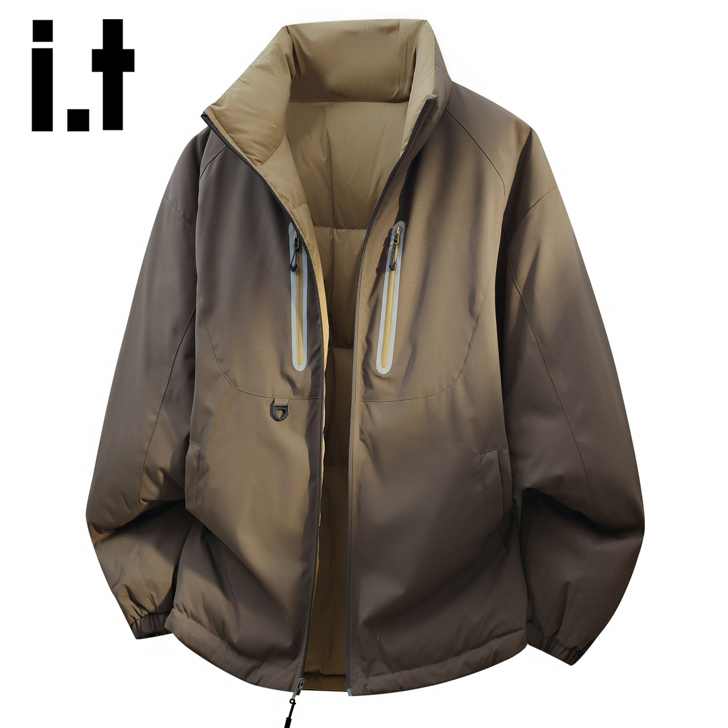 itizzue户外双面穿立领羽绒服男
