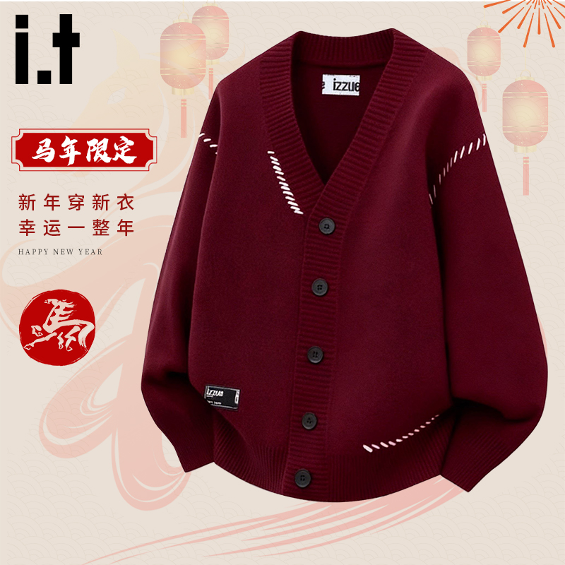 itizzue新年潮牌开衫男女毛衣