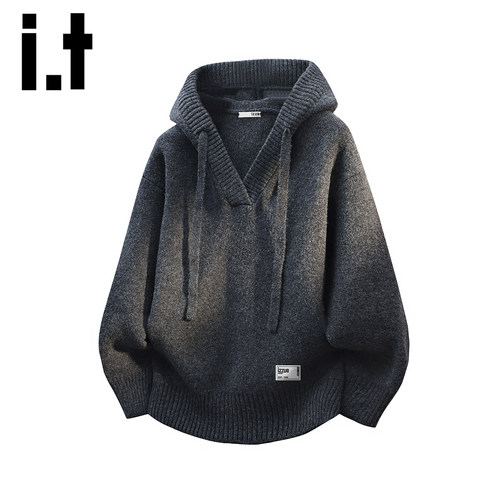itizzue秋冬季连帽针织衫毛衣