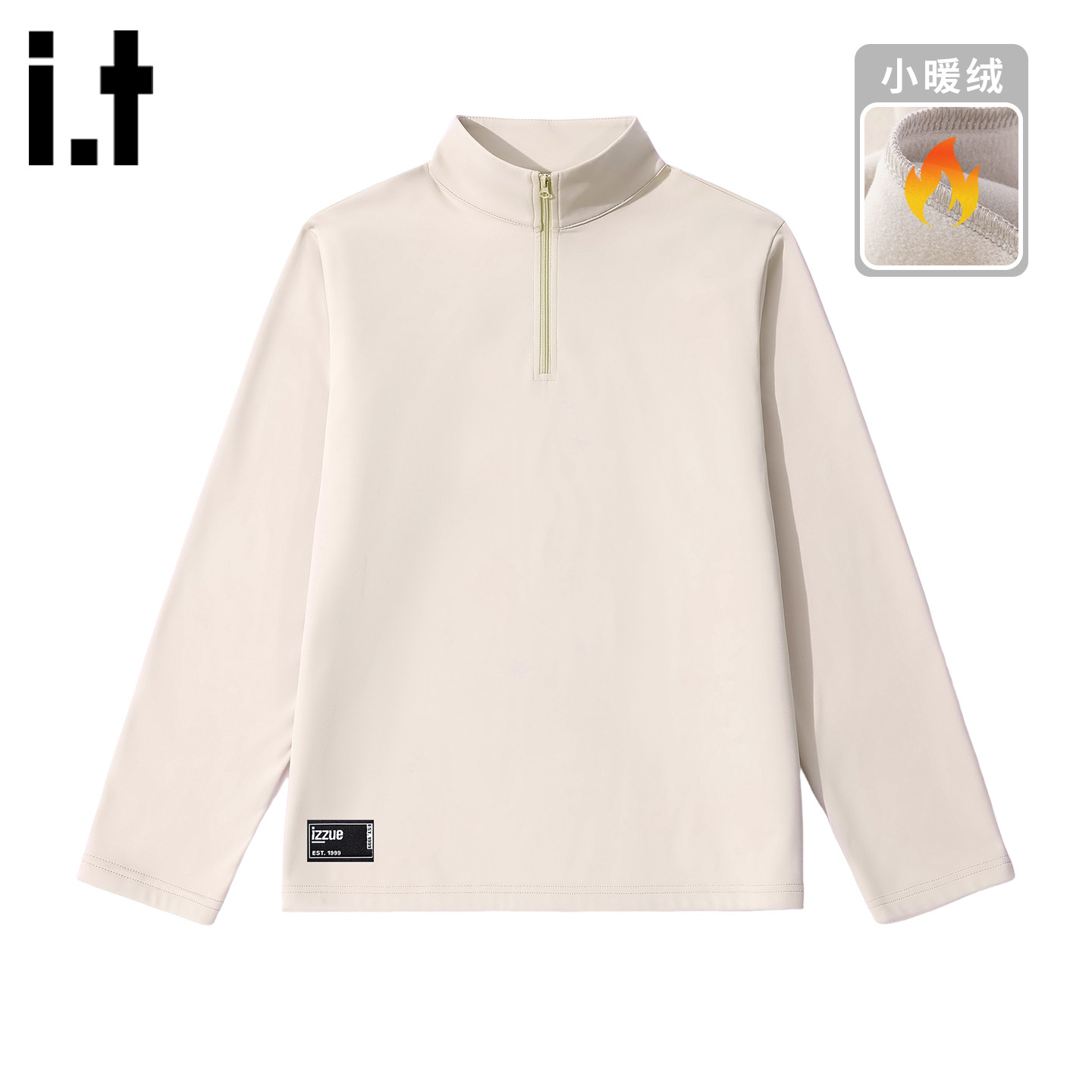 itizzue半拉链小暖绒长袖T恤男