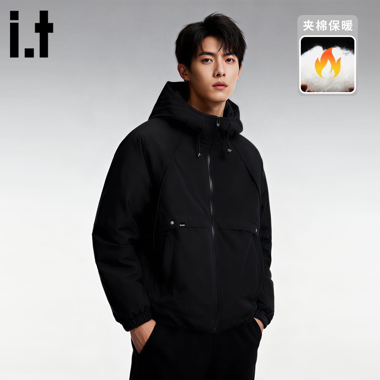 itizzue原创连帽夹棉棉服男夹克