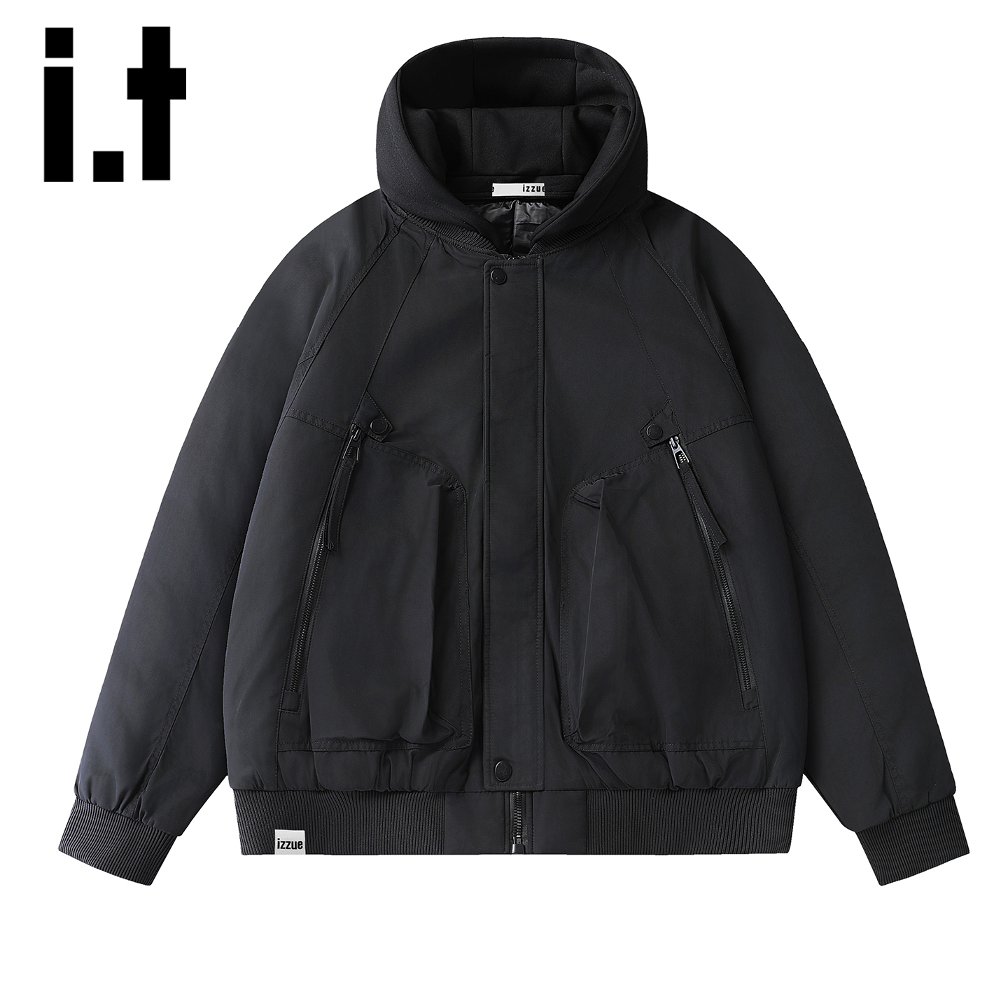 itizzue工装风连帽短款羽绒服