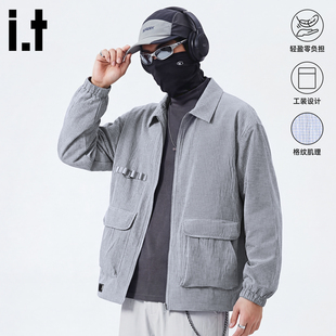 格纹设计感上衣3P 翻领夹克外套男2026年春季 izzue潮牌痞帅工装