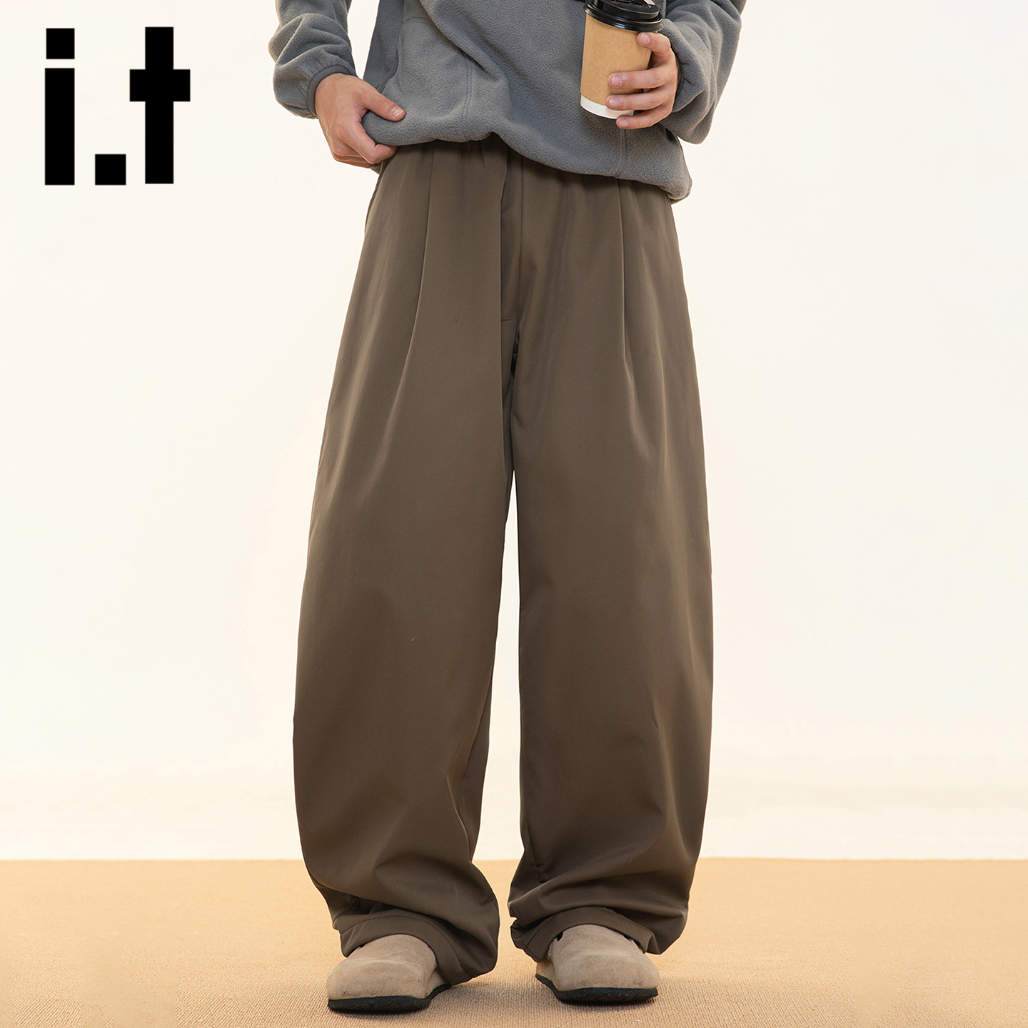 itizzue美式弯刀加绒休闲裤男士