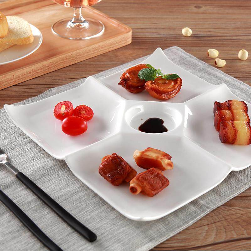 创意陶瓷盘子 圆形分隔餐盘 四格早餐盘分餐盘早餐盘陶瓷摆台餐具,餐饮具,盘,淘宝优惠券,粉丝福利购,淘宝优惠卷