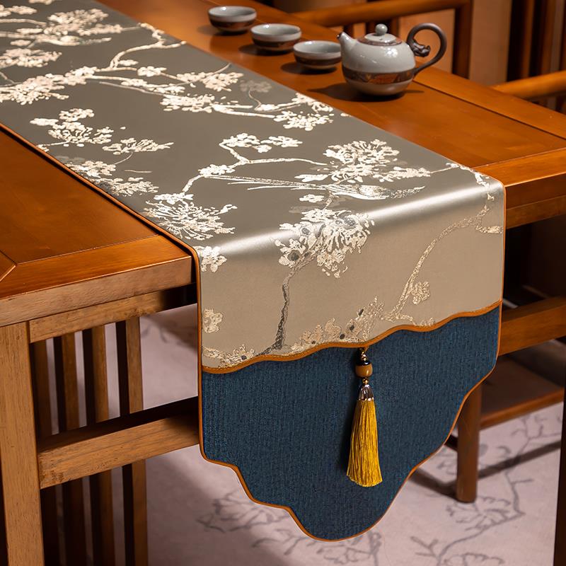 桌旗新中式禅意茶台布艺长条餐桌轻奢电视柜布茶几盖布茶旗茶桌垫