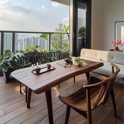 现代实木黑胡桃白蜡木茶桌椅沙发组合新中式茶台办公室酒店民宿