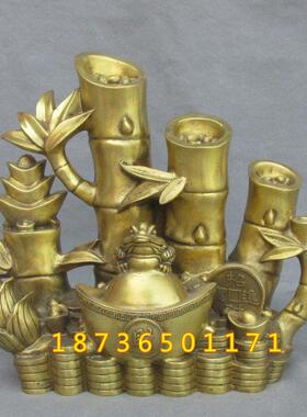 纯铜竹子竹笋金蝉节节高升铜器家居客厅摆放店铺工艺桌面摆件