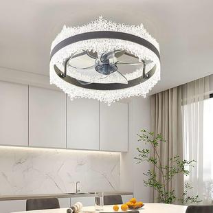 德国工艺新款 265V风扇 水晶吸顶风扇灯隐形吊扇一体灯客厅卧室110