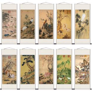 清郎世宁百骏图名家字画 画客厅装饰挂画 画丝绸画 画办公室字画