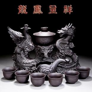 懒人茶具家用紫砂创意防烫全自动泡茶冲茶器功夫茶壶手绘茶杯套装