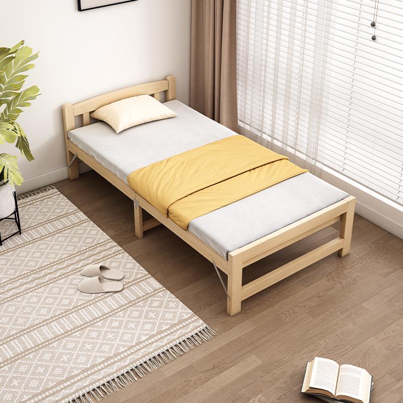 实木床折叠床家用北欧主卧单人床1米2双人床1米5简易加厚出租屋床