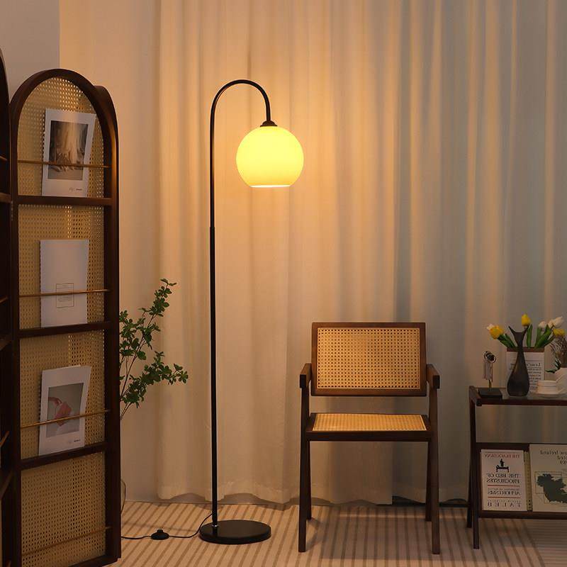 法式中古氛围落地灯客厅沙发角卧室床头覆古柚子高级轻奢暖光台灯