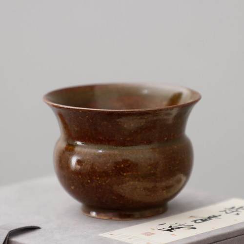 耀州窑许磊手作新派粗陶酱色釉青瓷中式复古香道香具迷你尊式香炉