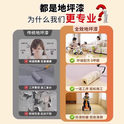 十合一地坪漆家用室内水泥地面改造耐磨自流平水性环氧地板地平漆