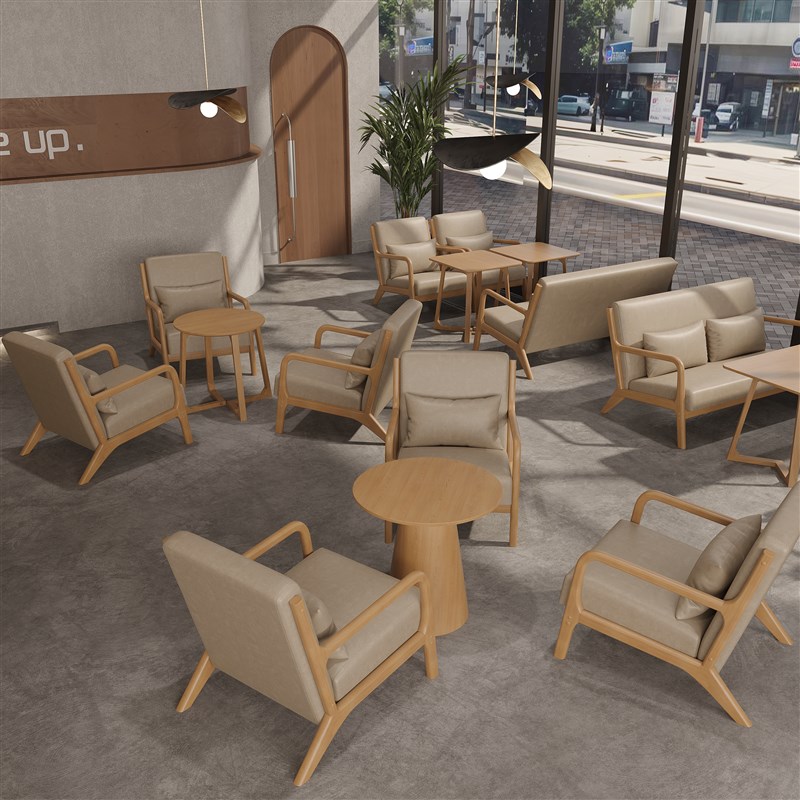 休闲单人沙发椅优雅咖啡厅沙发椅蘑菇圆桌组合奶茶店桌椅组合