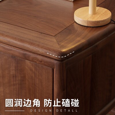 空器新中式黑胡桃木书桌实木办公桌老板桌禅意画案书房书法书画桌
