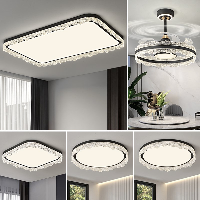 吊扇灯吊扇灯隐形饭厅吊灯轻奢高级感卧室意式极简饭厅吧台餐桌灯