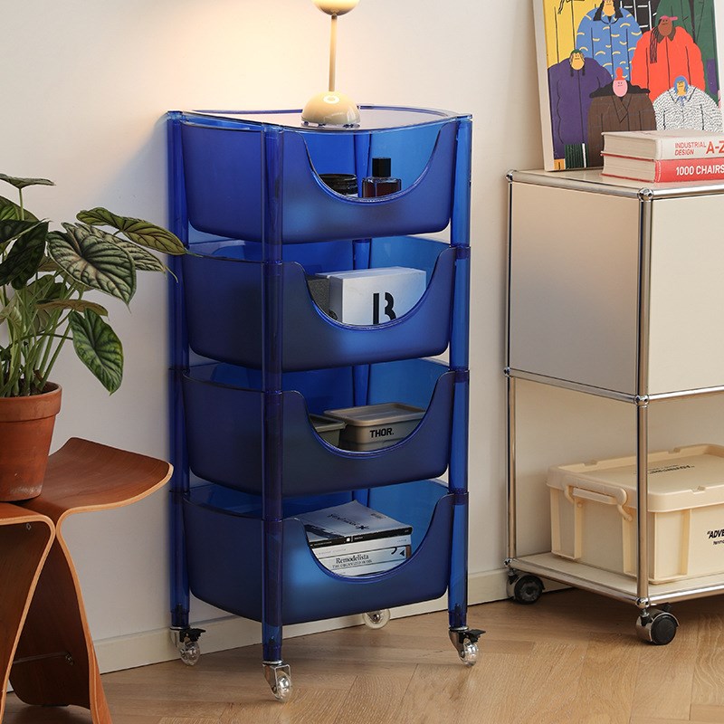 北欧可移动推车置物架亚克力多层现代简约家用透明叠放储物收纳柜