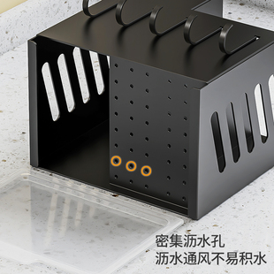 筷篓桶笼筒桌面笼子家用托架 筷子置物架刀架一体厨房收纳盒壁挂式