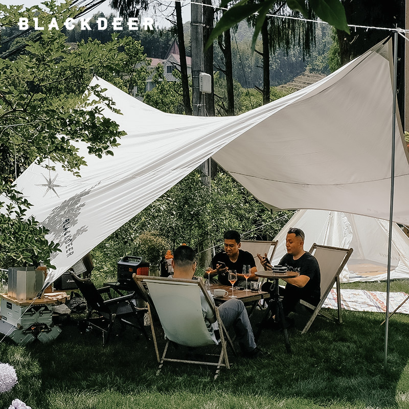 黑鹿天幕云瑞户外帐篷遮阳布防晒涂银六角蝶形沙滩帐篷野营遮阳棚